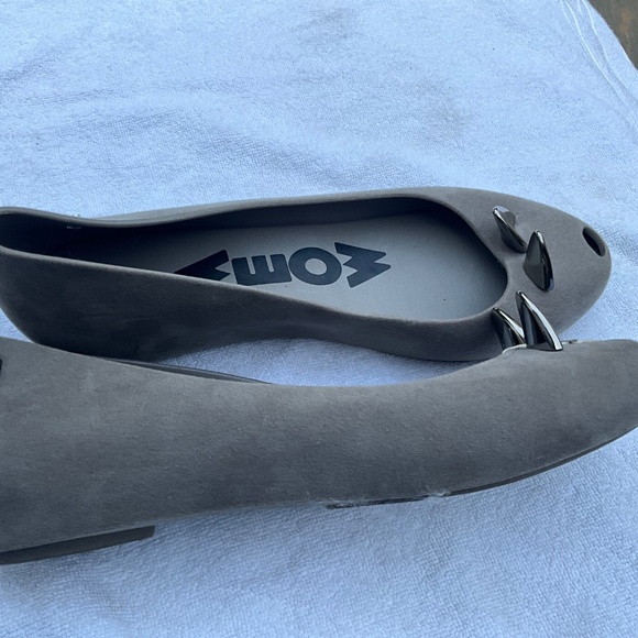 MELISSA MeoW grey sueded ballet flats w/ Cat Ears + cut out Nose USA 10 - Picture 3 of 8
